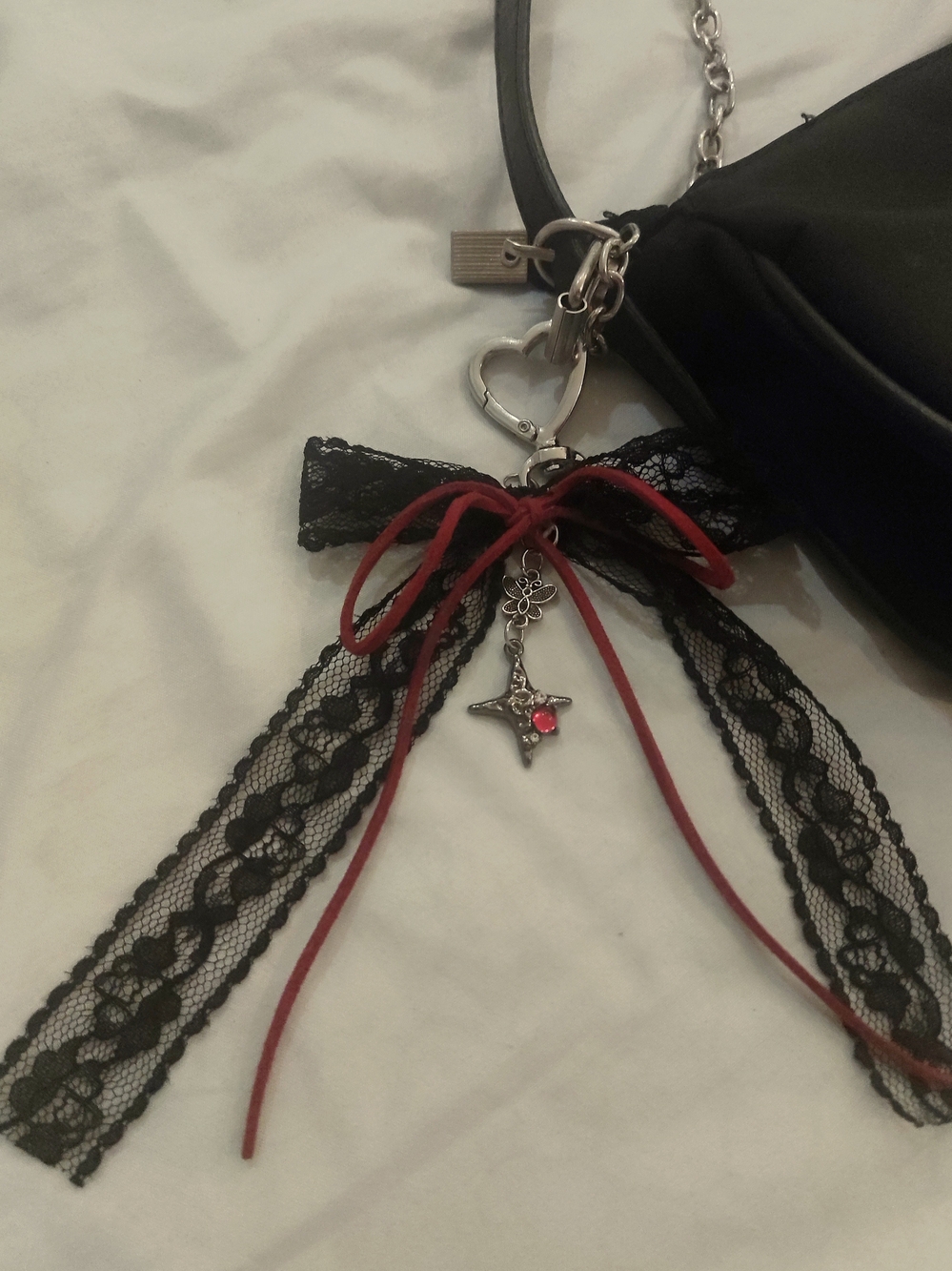 Black Shoulder Bag with Chain Accent - Picture 4 of 4